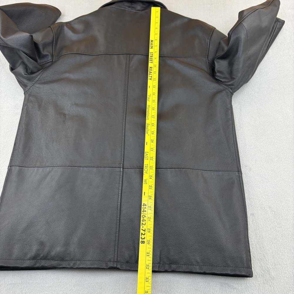 Airborne Leathers Coat Mens Medium Black Genuine Leather Overcoat Trench Jacket - Picture 10 of 11